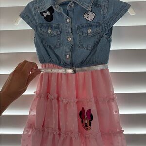 Zunie Pink and Denim Dress with Silver Accents